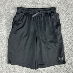 Under Armour Boy's Athletic Shorts L YLG Black White Elastic Pull On Drawstring